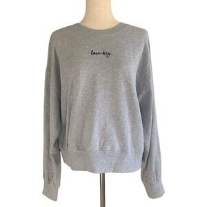 Clean Girl Embroidered Sweatshirt NWT L Athleisure Minimalist Low-Key Cozy Core